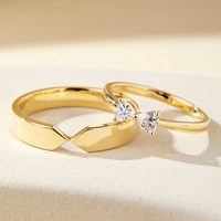 Noeud de nœud personnalisé flèche Design Au750 couleur rose coupe coeur Moissanite diamant pur or 14 carats 18 carats ensemble de bagues de mariage femmes homme