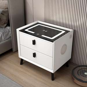 Meuble de chambre d'hôtel moderne et personnalisé, table de chevet intelligente pliable de luxe avec station de charge et tiroirs verrouillables - Product Image 4