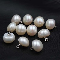 9mm Perles D'eau Douce Bouton Haute Brillance Naturel Blanc/Rose/Violet/Noir Perle Lâche Stud Perles pour Vêtements Sac Chaussures Décoration