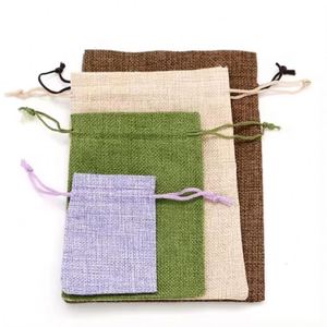 Custom Logo Cotton Linen Jute Drawstring <b>Bag</b> Patterned Letter Design Wedding Candy <b>Gift</b> Pouch - Product Image 5