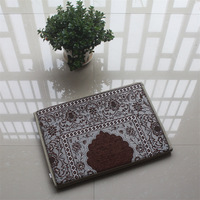 Tapis de prière pliable portable, lavable, en chenille à poils coupés, épaissi, avec dossier plat, moderne, pour la maison, le camping et les voyages