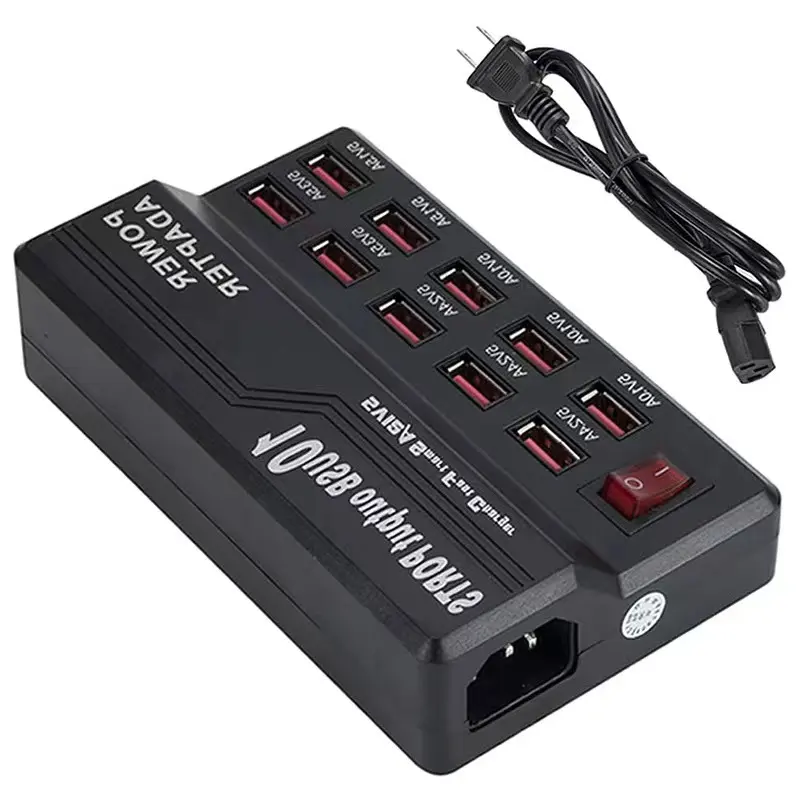 Custom Multi 10 Ports 12A 60W Charger Usb Power Quick Charge Station Voor phone 7 5 5S 6 6S Plus Ipad Lg Samsung Ac Adapter