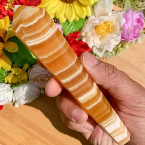 Vente en gros de baguettes de guérison en cristal naturel Fengshui, baguettes en calcite orange pour la vente - Product Image 6