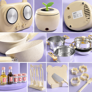 Juego de Cocina Realista para Niños, Estufa Eléctrica de Dos Quemadores, Utensilios de Grado Alimenticio, Juguete de Imitación de Chef - Product Image 3