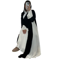 Nouveau à la mode Abaya Dubai Abaya 2025 belle couleur noire blanc plissé Abaya caftan femmes robe musulmane vêtements
