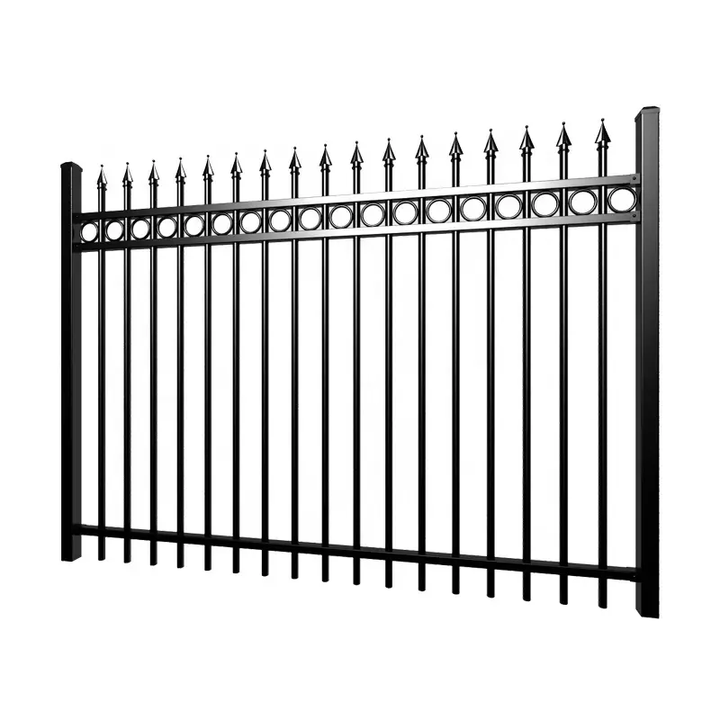 Black Powder Coated Residential and Commercial cheap wrought iron decorative metal fences panels fencing trellis & gates