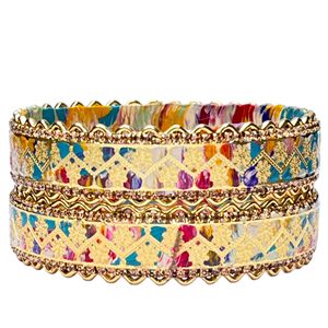 Handmade Jali <b>Kada</b> Multicolored Lac Bangles Traditional Ethnic Bridal Jewelry Set 2 Piece Danta Gems Trendy Micro Insert Hindu - Product Image 1