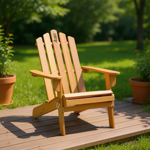 Silla de Patio Adirondack de Madera Maciza Acadia, Muebles de Jardín para Exteriores, Diseño Rústico, Patas Cónicas, Duradera - Product Image 2