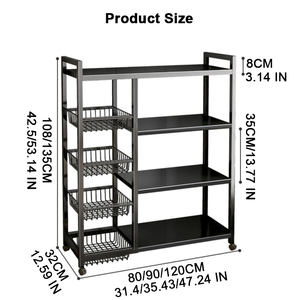 4-שכבות מדפים פלדה מרוסדת עם גלגלים רב תפקודי בית מתכת, איי & עגלות עבור ארגון אחסון צעצועים - Product Image 5