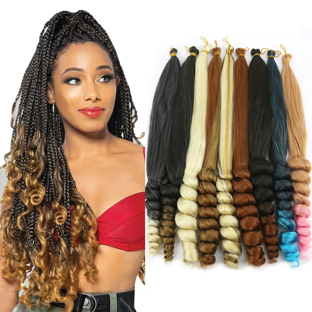 18 Inch 50g Synthetic Spiral Curly Braiding Hair for Black Women Bouncy Loose Wavy Braiding Hair Extensions