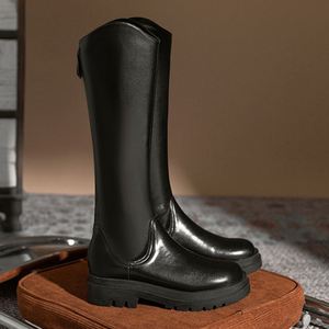 Autumn <b>Winter</b> New Fashionable Knight <b>Boot</b> Height Increasing Coarse Heel Back Zipper Soft Comfortable Thick Bottom <b>Long</b> <b>Boot</b> High - Product Image 5