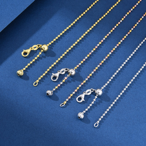 Chaîne italienne en <span class=keywords><strong>argent</strong></span> sterling 925 collier de perles boule 2 mm plaqué rhodium or exquis mode longueur réglable femmes hommes cadeau - Product Image 3