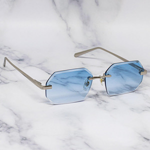 LMA 2159 Gafas de Sol Populares en Europa, Clásicas para Hombre, de Alta Calidad, Metal Plateado, UV400, Degradado, Personalizadas para Mujer, Sin Montura, Poligonales, 2024 - Product Image 4