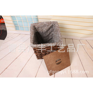 <b>Square</b> Woven Laundry <b>Basket</b> Brown Cotton Fabric Washable Clothing Organizer Standing Type - Product Image 1