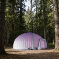 Tente dôme gonflable LED double couche en PVC de qualité commerciale, portable, quatre saisons, grande surface de 100 mètres carrés pour festival de musique