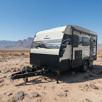 Remorque de voyage professionnelle en aluminium pour camping-car, conforme aux normes des camping-cars et motorhomes, capacité de couchage 2 personnes, double poste de couchage, pour applications extérieures.