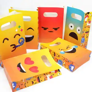 ギフト紙袋誕生日パーティーキャンディーハンドバッグ保護クラフト紙かわいい絵文字漫画リサイクル可能な子供のパーティーの好意紙袋