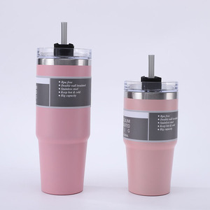 MHD-2022 Tasse de voyage isotherme sous vide en acier inoxydable 20oz avec paille, noire - Product Image 5