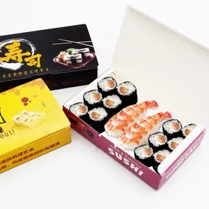 Biểu tượng tùy chỉnh giấy dùng một lần Sushi hộp thực phẩm bao bì các tông Sushi Takeaway hộp trên bán gấp hộp