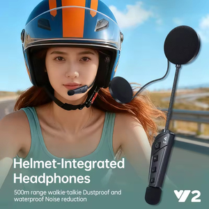 Y2 Motorradhelm-Headsets 500m Duo-Intercom Kabellose Kopfhörer IP56 Wasserdicht BTH 6.0 Intercomunicador - Product Image 4
