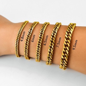 Bracciale da Uomo in Acciaio Inossidabile di Alta Qualità, Placcato Oro, Catena Cubana per Caviglia e Polso, Accessorio Gioiello in Metallo, Regalo - Product Image 3