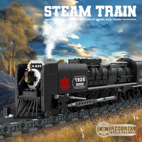 Real Restore Train Briques de construction High-Tech Railway Pacific Steam Train aux États-Unis Building Block Jouets éducatifs