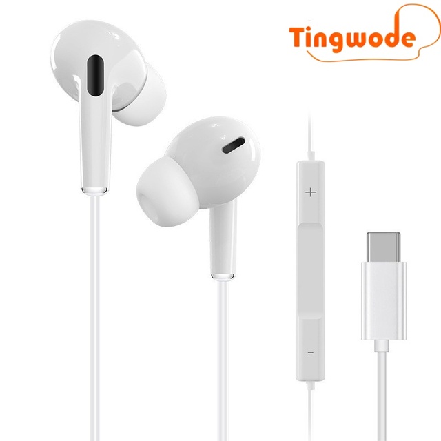 New Design Premium Stereo Sound Type C In-Ear Wired Earbuds Built-in Mic Volume Control USB-C Wired Music Headset