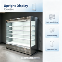 Refrigerador Comercial Vertical con Cortina de Aire para Supermercados, Sin Escarcha, Control Preciso de Temperatura, Fabricación OEM Personalizada