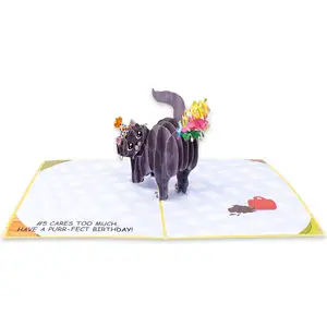 3D Cat Farting Confetti Funny Birthday Card Cat Mom or Dad Friend and Every Cat Lover