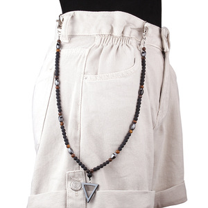 Chaîne de taille magnétique triangulaire avec pendentif, œil de tigre, agate noire, style punk géométrique, chaîne de corps pour homme, usage quotidien, alliage de zinc - Product Image 2