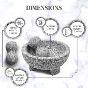 Mortero y Maja de Granito, Tazón para <span class=keywords><strong>Guacamole</strong></span>, <span class=keywords><strong>Molcajete</strong></span> Mexicano, Molinillo de Piedra para Especias, Condimentos, Pastas, Pestos y <span class=keywords><strong>Guacamole</strong></span> - Product Image 6