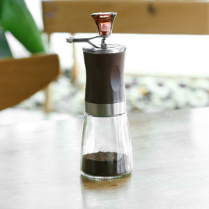 Premium Professional tragbare kleine Glas manuelle Kaffeebohnen mühle Mühle mit faltbarem Metall griff einstellbar für den Außenbereich - Product Image 4