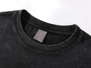 เสื้อยืดผ้าฝ้ายโอเวอร์ไซส์สำหรับผู้ชายเสื้อล้างลายกรดแบบวินเทจ - Product Image 4