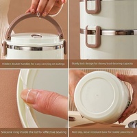 Boîte alimentaire portable en acier inoxydable à trois niveaux et à compartiment unique, étanche, avec préservation de la fraîcheur