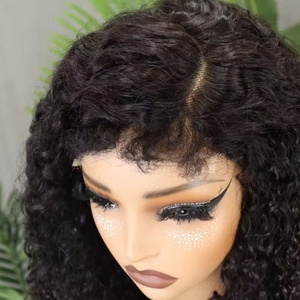 FH C Part Pixie Curly Human Hair <b>Wig</b> 5x5 Glueless Lace <b>Front</b> <b>Wig</b> with Forehead Curly Baby Hair - Product Image 2