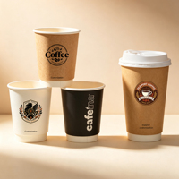 Gobelets en papier à double paroi épais et écologiques pour le café avec couvercles, gobelets biodégradables personnalisés pour les cafés et les salons de thé