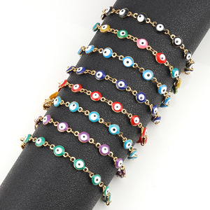 Fashion Chain <b>Bracelet</b> Resin Devil Eye Beaded Link Unisex Colorful Gift Jewelry H1393 - Product Image 1