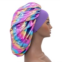 Bonnet de cheveux pour femmes de couleur unie de qualité supérieure grand bonnet de couchage en satin élastique pour adultes-pour la fête de pêche d'affaires