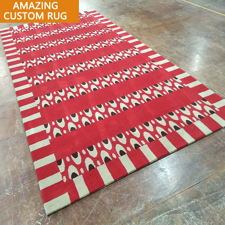 Pola Modern Abstrak Cut Pile Art Dekorasi Viscose Wol Karpet Buatan Tangan Wol Murni Karpet Flog Karpet