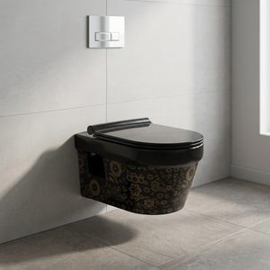 Placard à eau suspendu au mur noir rustique rétro sans rebord-Commode de toilette en céramique de taille standard, meilleure qualité à bon prix - Product Image 6
