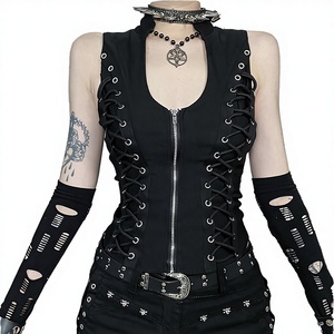 Camisola de Encaje Gótico Oscuro, Estilo Dulce, Cuello en V Profundo, Cierre Frontal, Personalizada, para Mujer, Nueva Moda 2026 - Product Image 2