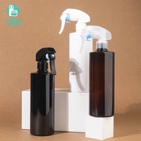 Bouteille pulvérisateur à gâchette en plastique PET YAN Packaging, 400 ml, grande, à épaule plate, vide, ronde, ambre/noir/blanc, rechargeable, pour nettoyage domestique