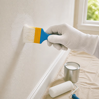 Pinceau plat à poils en nylon avec manche en plastique bleu, tailles assorties, outil manuel pour la rénovation et la peinture à domicile