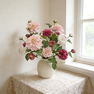 Maceta de Cerámica con Flores Mixtas, Flor Artificial, Decoración Central Mixta, Decoración de Interiores y Opción de Regalo - Product Image 1