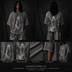 T-shirt sérigraphié OEM 400 g/m² en coton épais 100 % délavé à l'acide, coupe oversize Panteras - Product Image 3