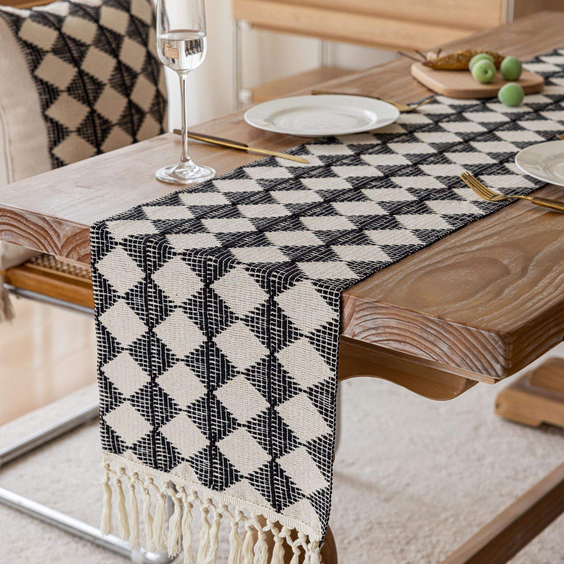 พู่ผ้าฝ้ายและผ้าลินินสีดำ - 5