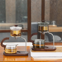 Tasse à thé en verre borosilicate résistant à la chaleur XILIN avec couvercle rotatif magnétique à défilement d'eau, bol semi-automatique pour thé Kung Fu paresseux