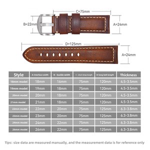 <span class=keywords><strong>Bracelet</strong></span> de <span class=keywords><strong>montre</strong></span> rétro respirant de luxe en <span class=keywords><strong>cuir</strong></span> véritable avec cire d'huile première couche en <span class=keywords><strong>cuir</strong></span> de vachette 22mm <span class=keywords><strong>boucle</strong></span> en acier inoxydable pour hommes - Product Image 2