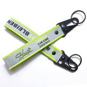 Wholesale Custom Wrist Strap Short Lanyard Outdoor Climbing Buckle Safe Keychain Lanyards Clip Jacquard Woven Keychains - Product Image 1