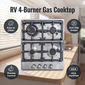 Cuisinière à gaz encastrable AGA certifiée <span class=keywords><strong>pour</strong></span> <span class=keywords><strong>camping</strong></span>-<span class=keywords><strong>car</strong></span>, 4 brûleurs, acier inoxydable 304, <span class=keywords><strong>pour</strong></span> <span class=keywords><strong>camping</strong></span>-<span class=keywords><strong>car</strong></span>, caravane, <span class=keywords><strong>camping</strong></span> - Product Image 1
